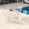 31.5 Inch White Cast Aluminum Patio Bistro Dining Table with Umbrella Hole and Rust-Resistant